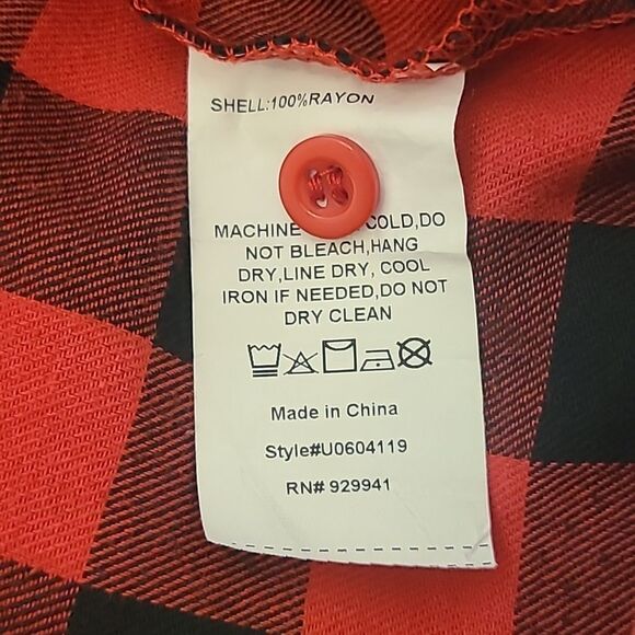 Suzanne Betro Plus Buffalo Plaid Red Bkack Babydoll Dress Long Sleeve Size 2X - Picture 13 of 13